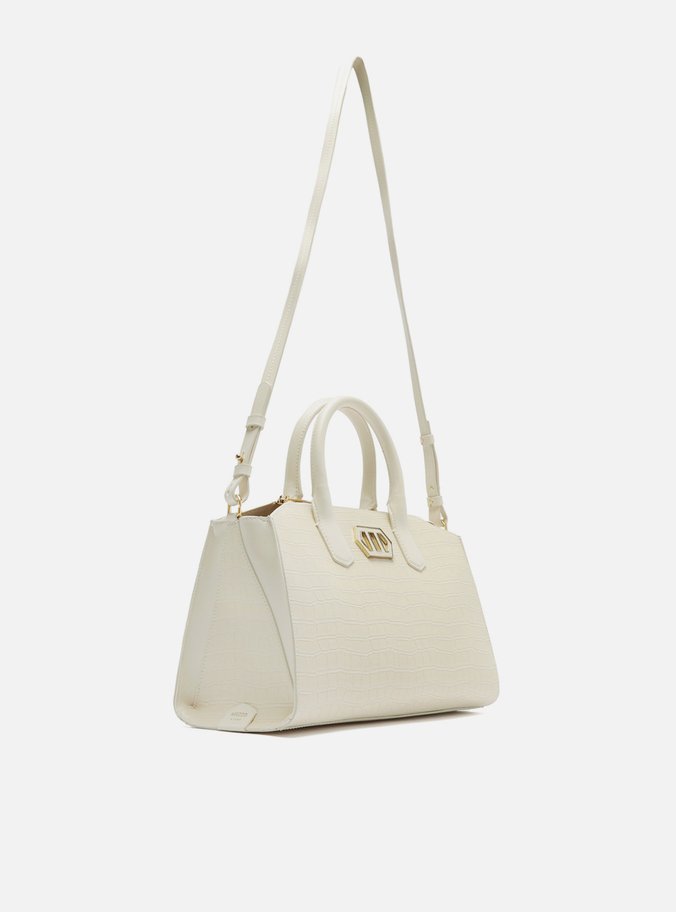 Bolsa Tote Off-White Média Croco