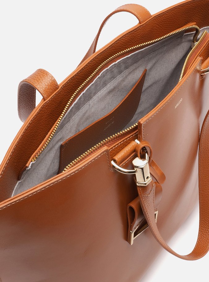 Bolsa Shopping Marrom Couro Abraccio Grande