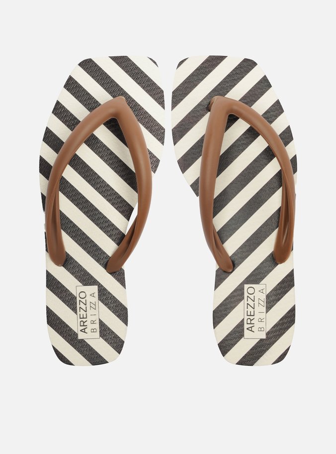 Chinelo Listras  Metal ZZ Bico Quadrado