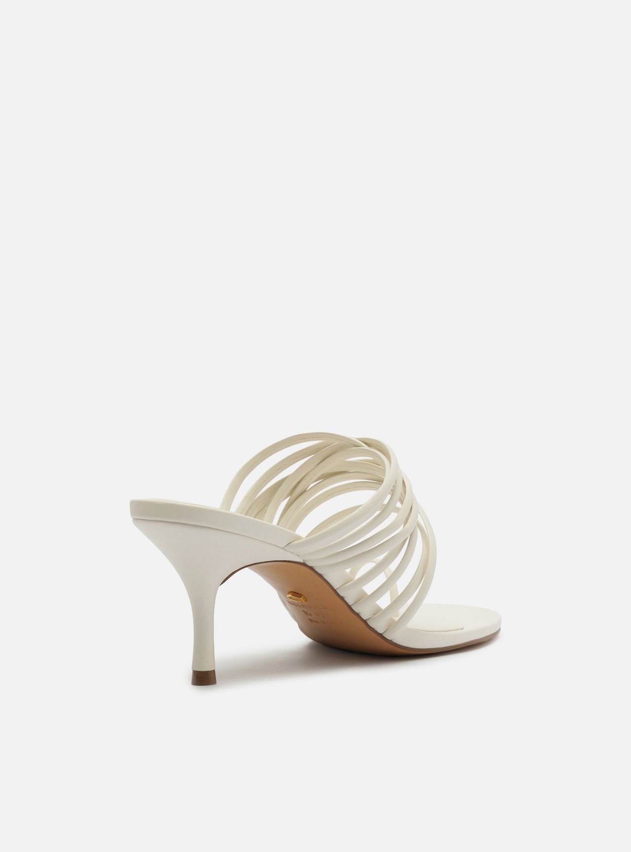 Sandália Off White Salto Fino Multi Tiras — foto 3