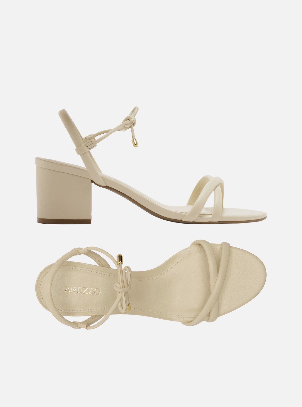 Sandália Off White Salto Bloco Amarração — foto 5