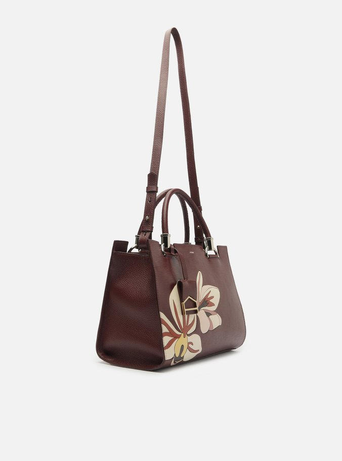 Bolsa Tote Vermelha Couro Abraccio Grande Flor