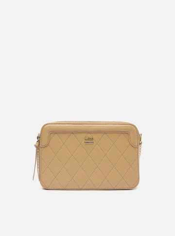 Bolsa Tiracolo Bege Média Matelassê Moldura