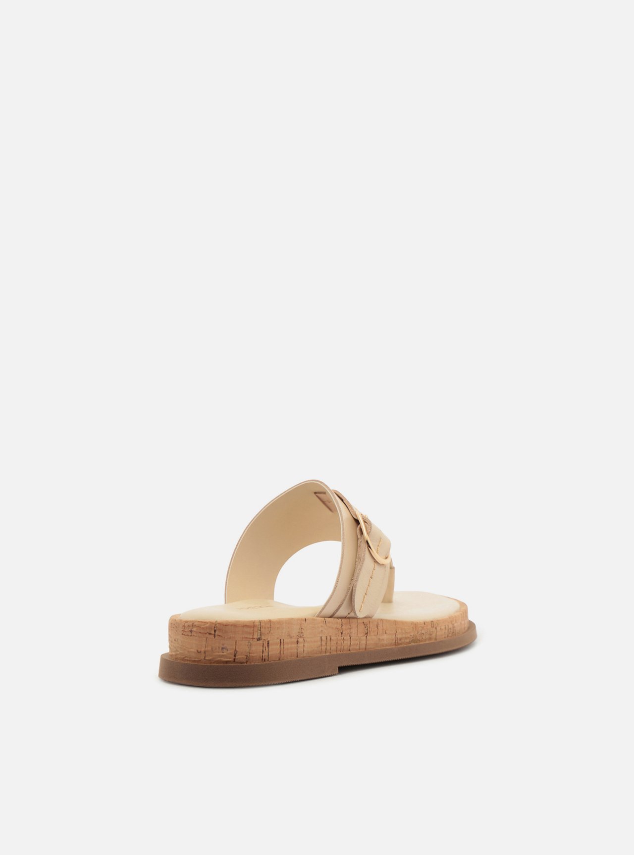 Sandália Rasteira Off White Couro Flatform Cortiça — foto 3