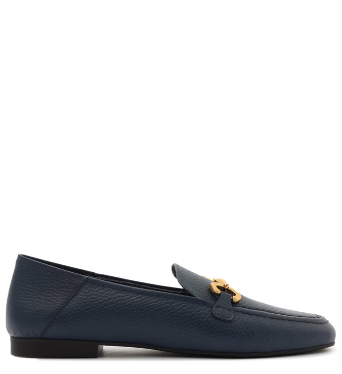 Mocassim Azul Couro Bridão Metálico Luma