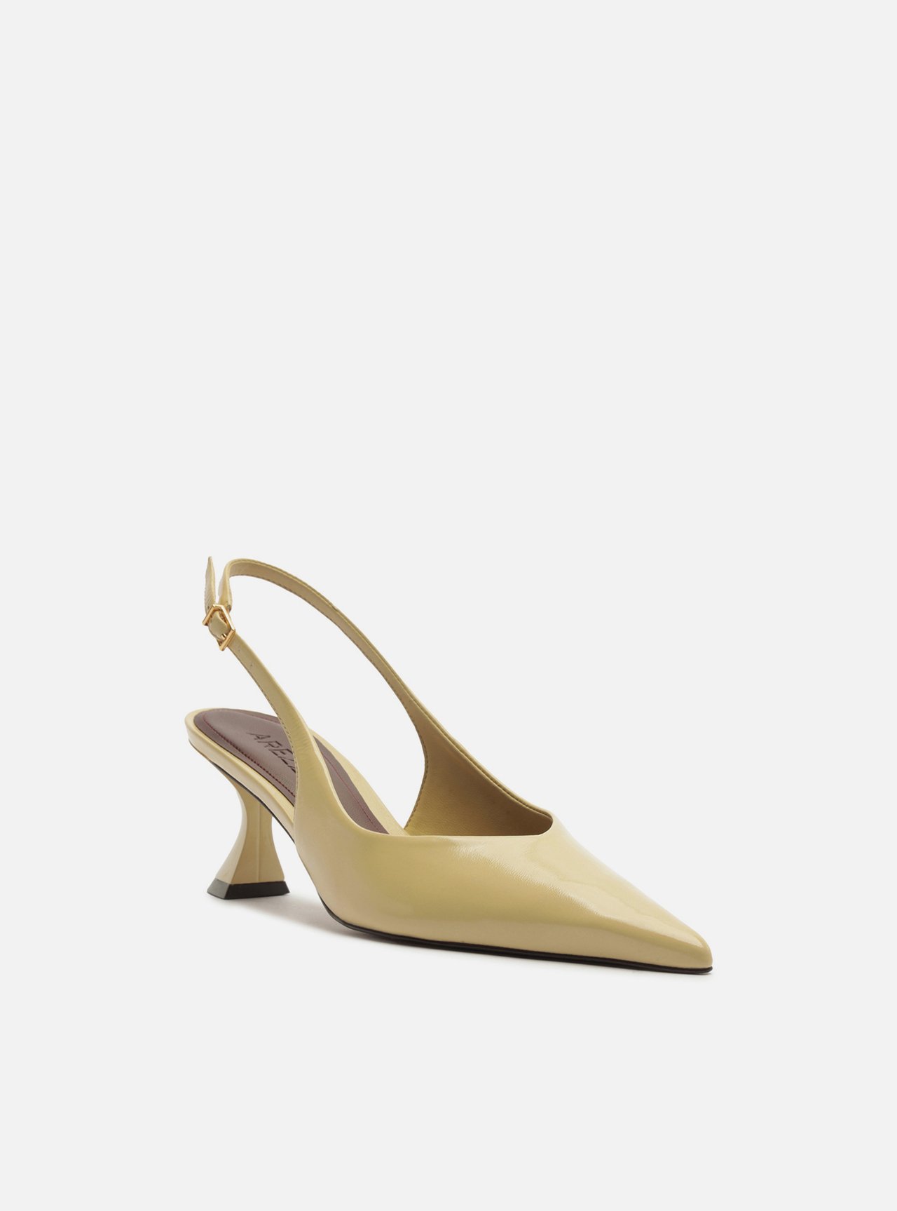 Scarpin Amarelo Couro Salto Geométrico Slingback — foto 2