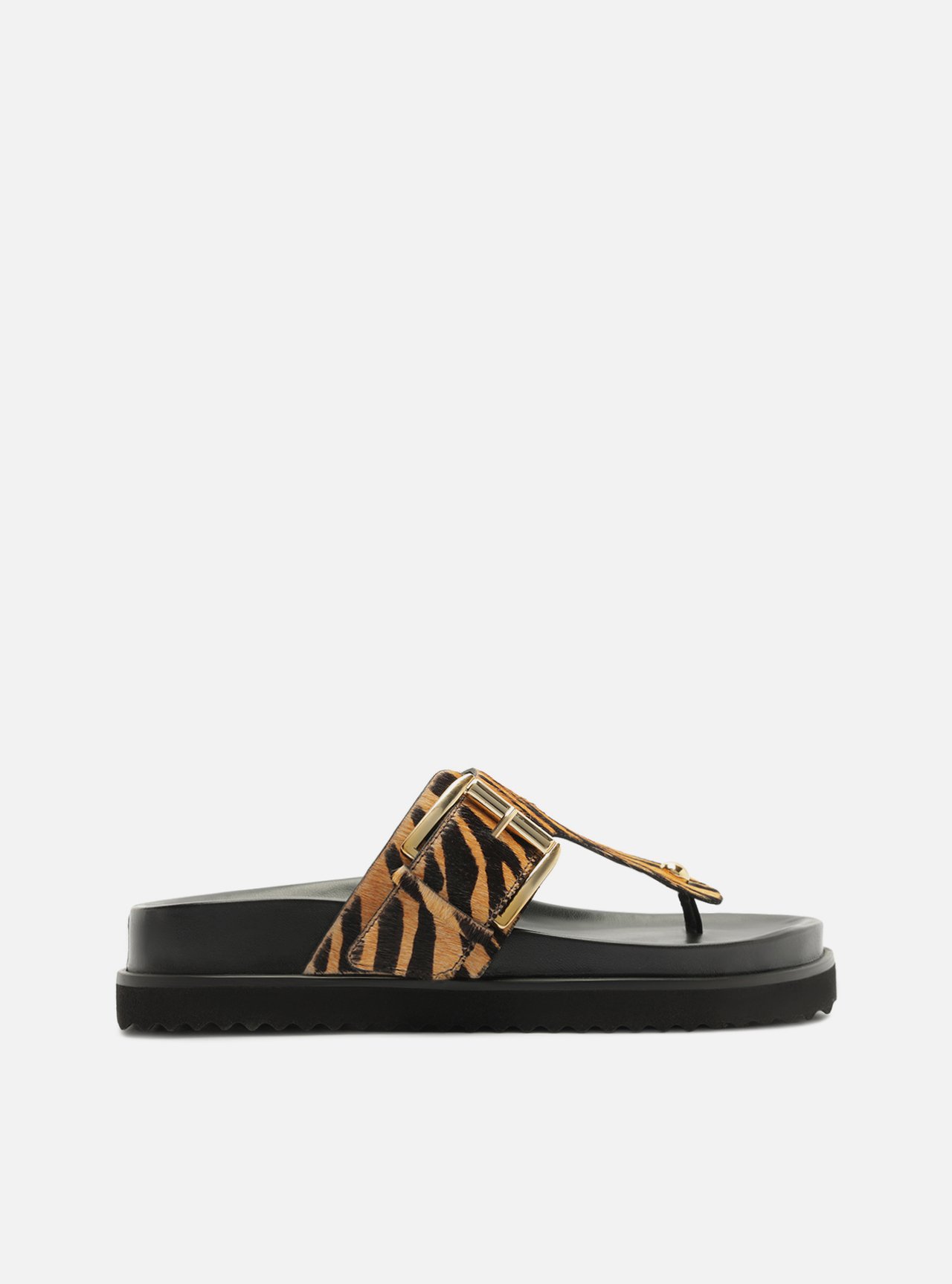 Tamanco Animal Print Couro Plataforma Fivela — foto 1