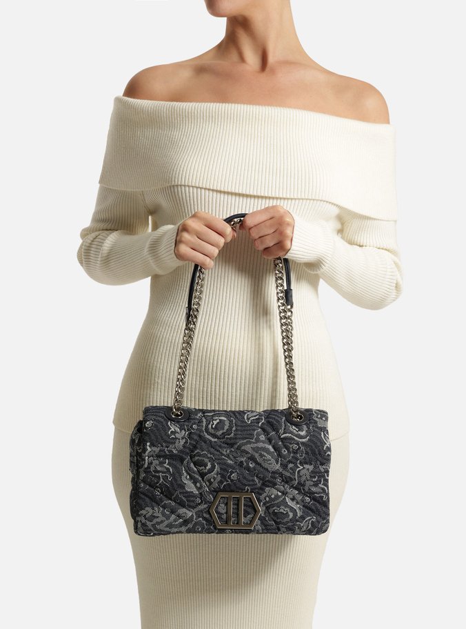 Bolsa Tiracolo Tecido Azul Emma Média