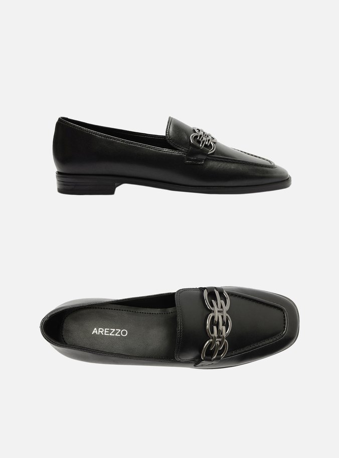 Mocassim Preto Couro Bridão Elos