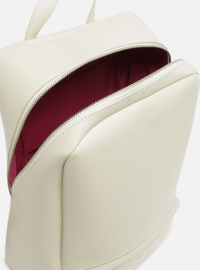 Mochila Branca Grande Bolso Frontal Palha