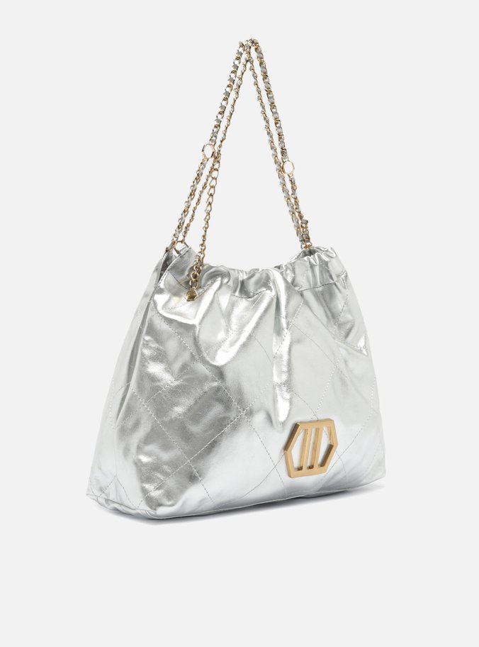 Bolsa Hobo Prata Couro Esther Grande
