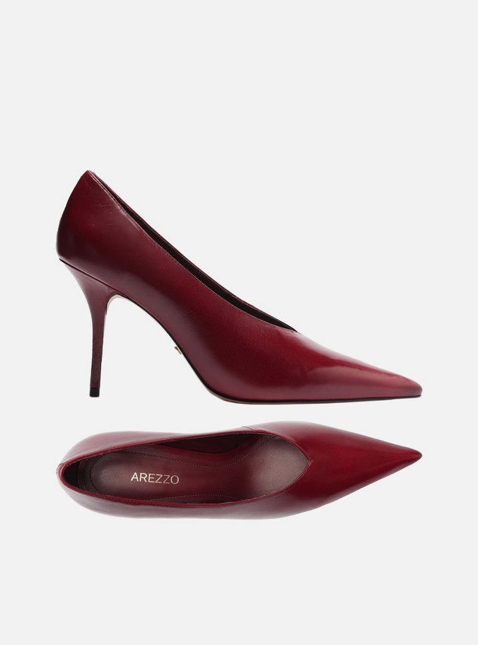Scarpin Vermelho Couro Salto Alto Fino Modern