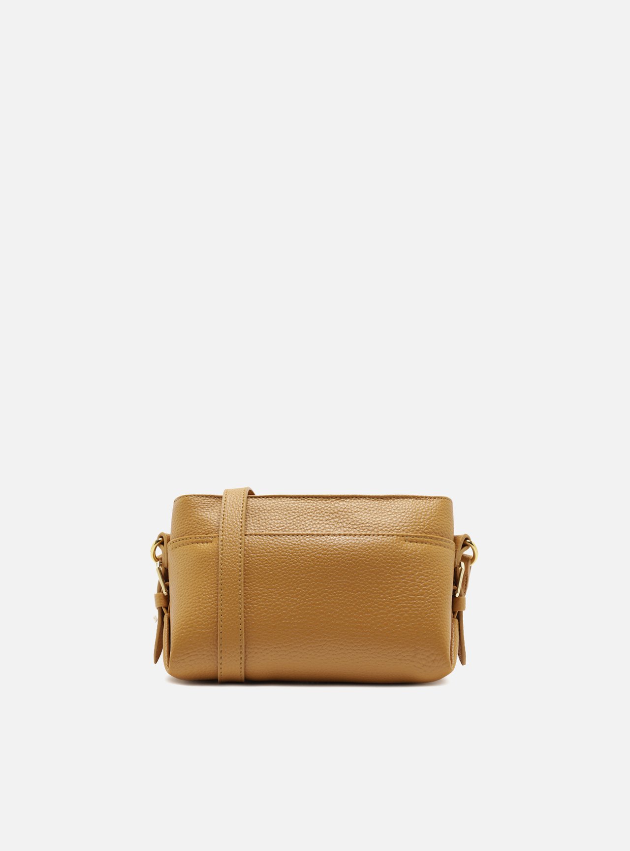 Bolsa Tiracolo Marrom Texturizada Pequena Fivelas — foto 3