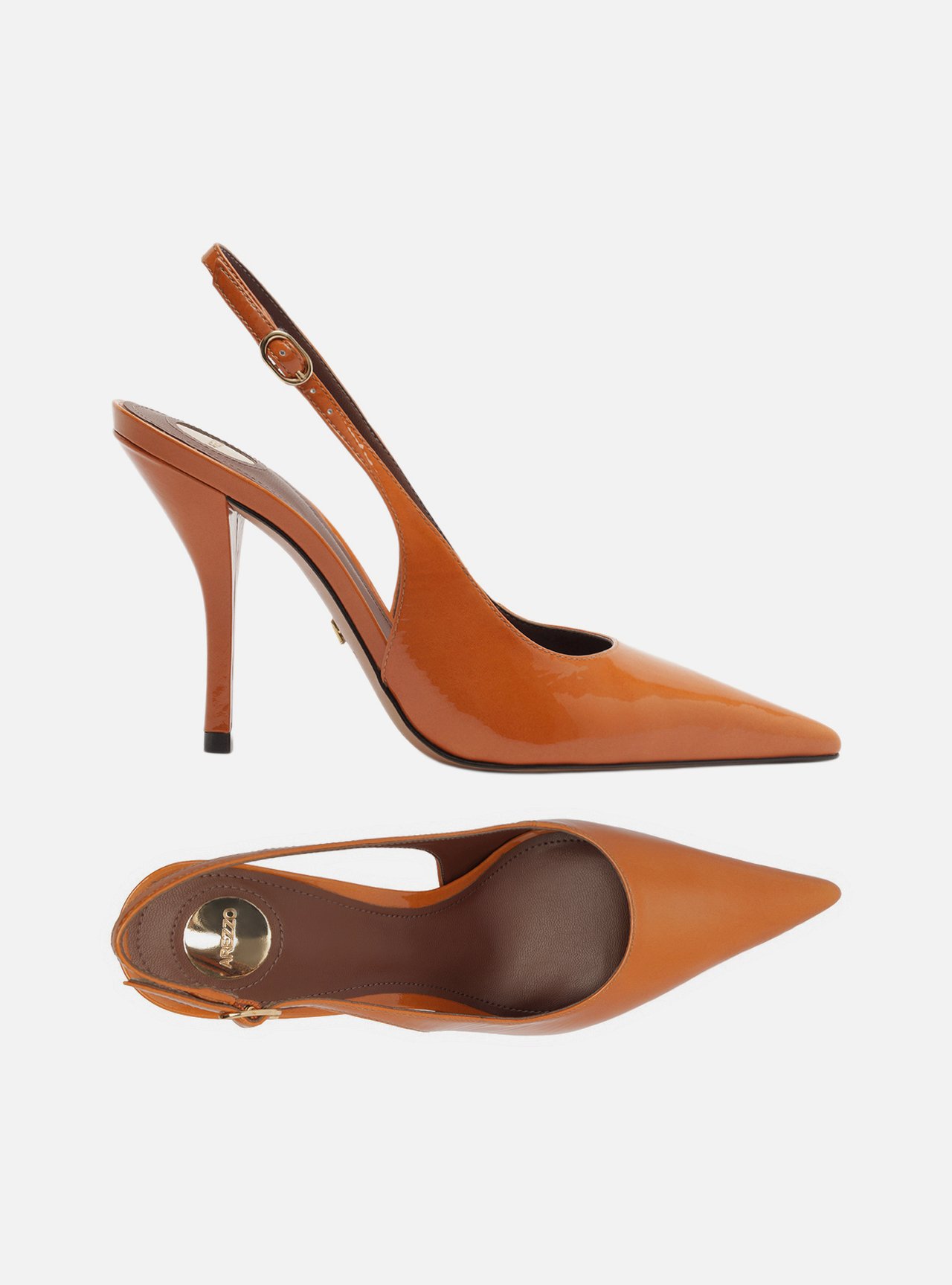 Scarpin Laranja Salto Fino Fivela Slingback — foto 5