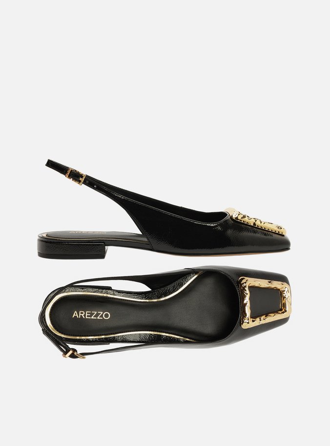 Sapatilha Preta Verniz Slingback