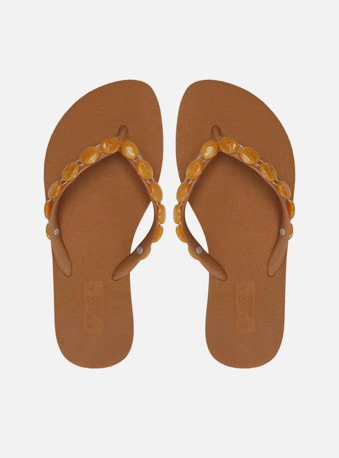 Chinelo de Dedo Marrom Tiras Aplicação Brizza