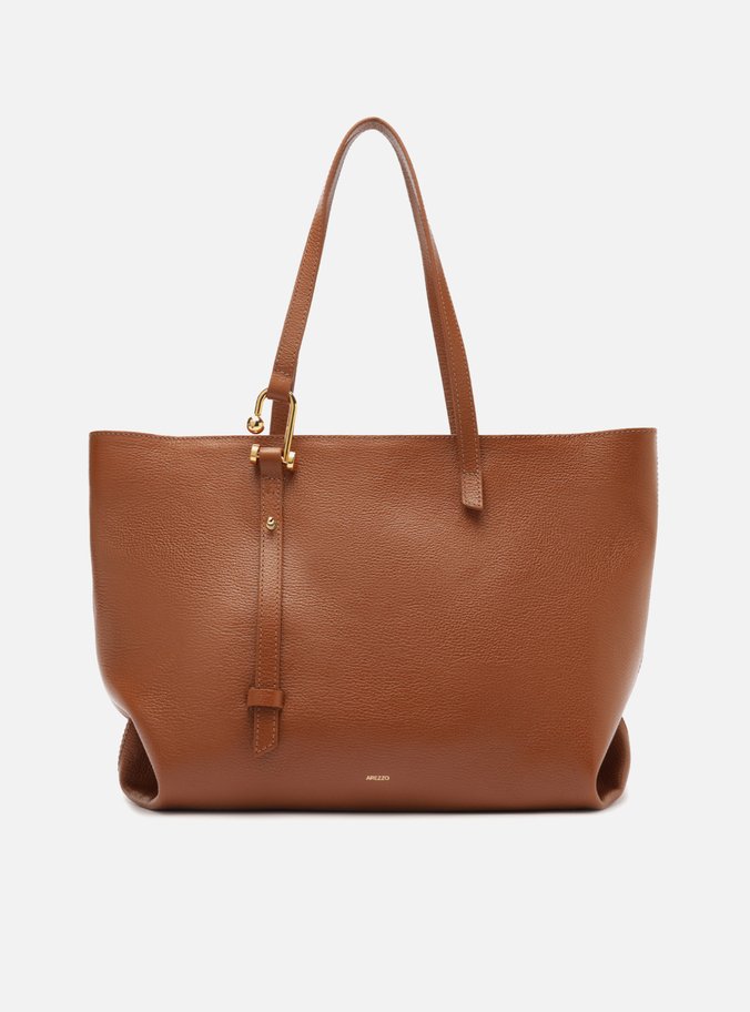 Bolsa Shopping Marrom Couro Grande