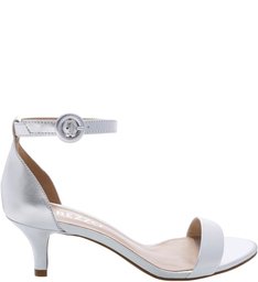 Sandália Couro Single Silver