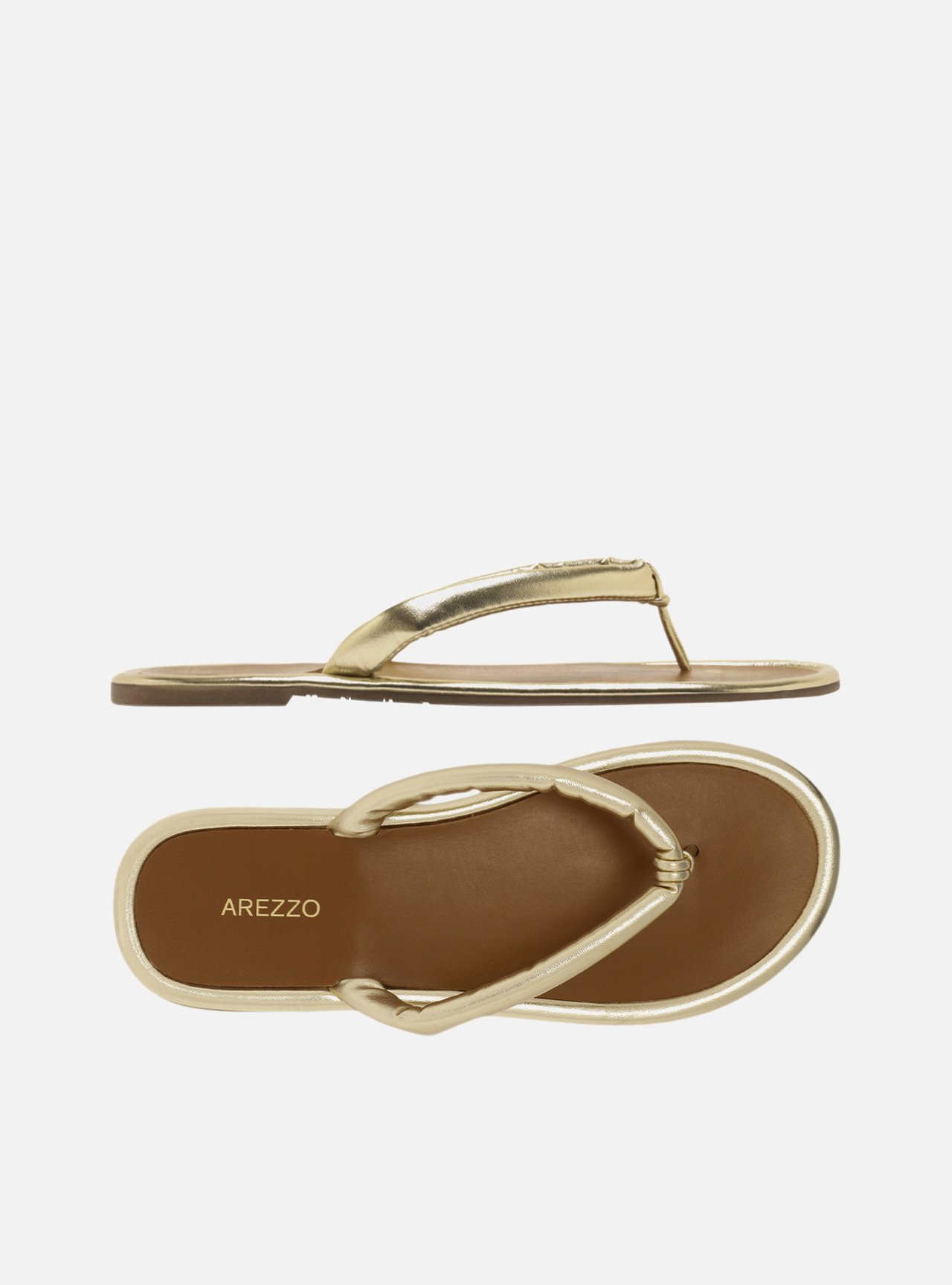 Rasteira Dourada Tiras Flip Flop Zoe — foto 5