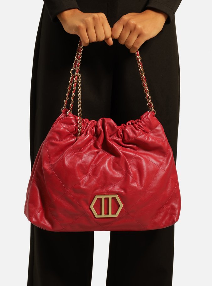 Bolsa Hobo Vermelha Couro Ester Grande