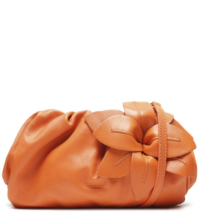Bolsa Tiracolo Laranja Couro Lily média