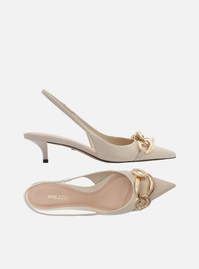 Scarpin Branco Salto Kitten Slingback Elos