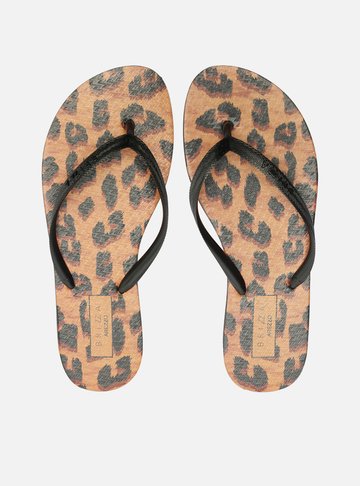 Chinelo de Dedo Preto Animal Print Essential