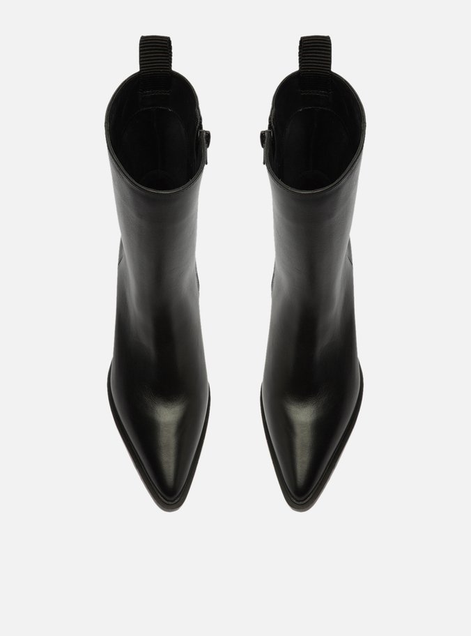 Bota Preta Couro Cano Médio Western