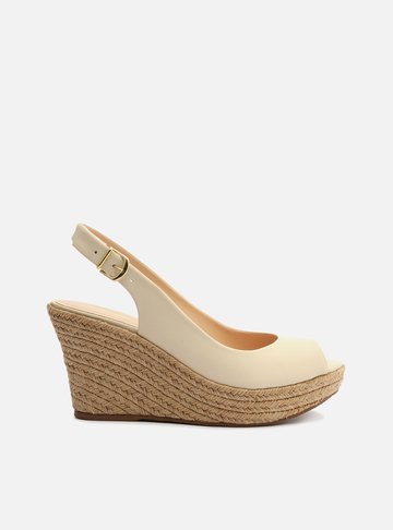 Sandália Off-White Couro Plataforma Slingback