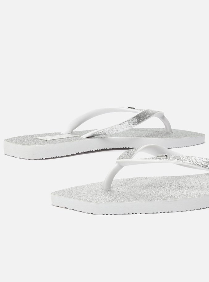 Chinelo de Dedo Branco Glitter Brizza Square