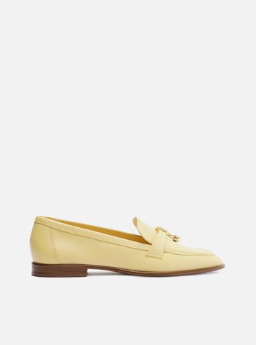 Mocassim Amarelo Couro Detalhe Tira