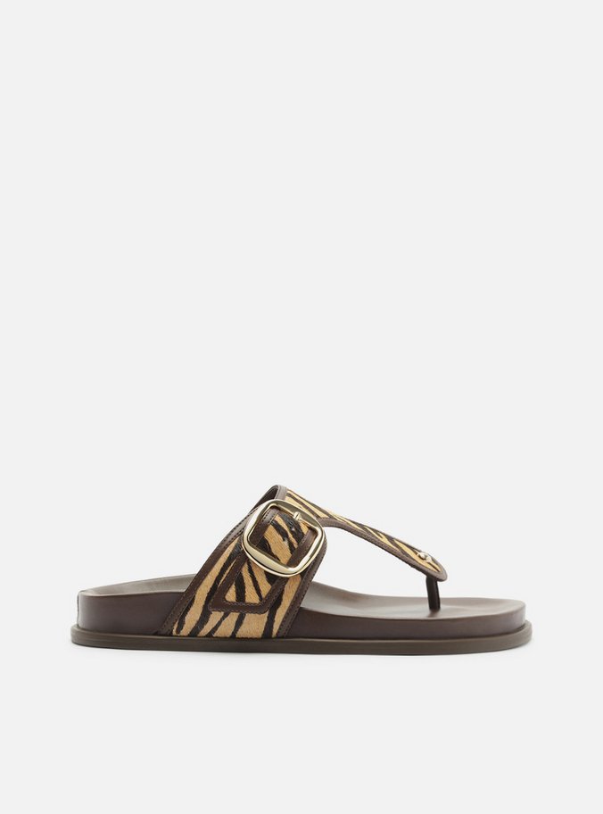 Sandália Papete Animal Print Metais
