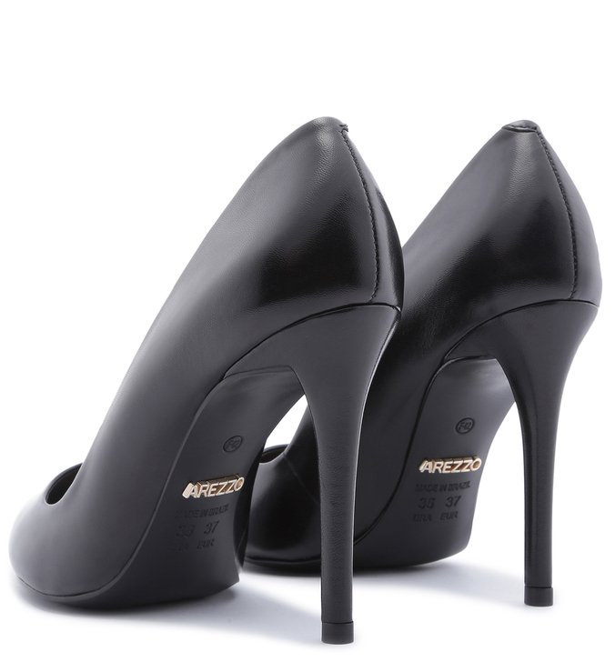 Scarpin Couro Salto Alto Preto