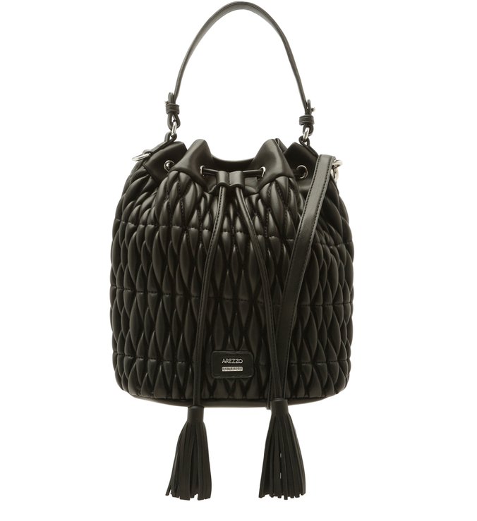 Bolsa Bucket Preta Matelassê Média