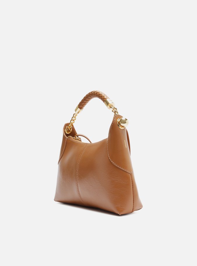 Bolsa Tiracolo Marrom Couro Média Alça Metais