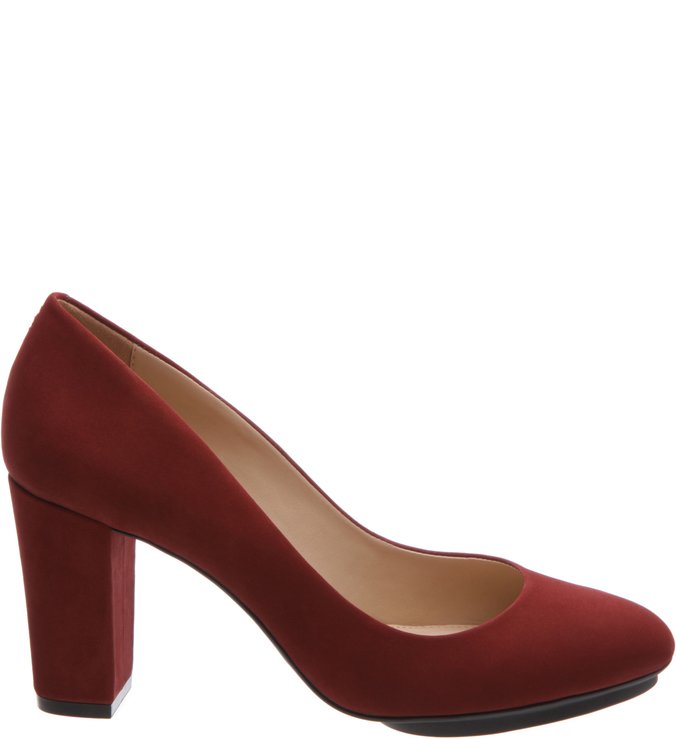 Scarpin Nobuck Bico Redondo Meia Pata Vinho