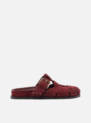 Arezzo — Mule Clog Vermelho Acamurçada Tachas