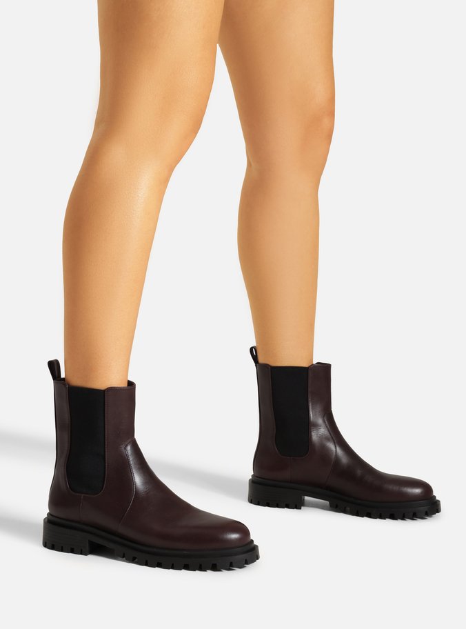 Bota Marrom Couro Cano Curto Tratorada Elástico