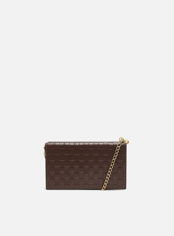 Clutch Marrom Couro Tressê Pequena Silvia Braz