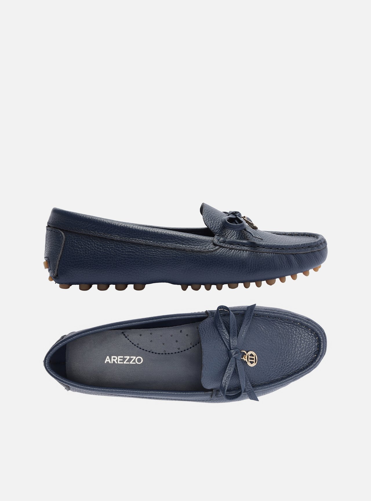 Mocassim Azul Couro Sola Emborrachada Retrô Pin — foto 6