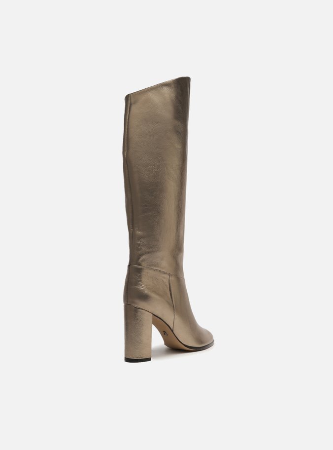Bota Dourada Couro Cano Longo Hailey