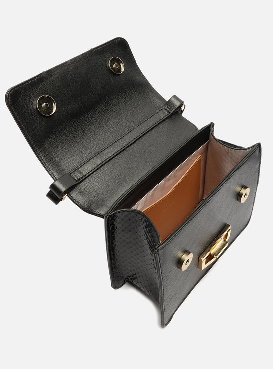 Bolsa Tiracolo Preta Couro Antonela Pequena