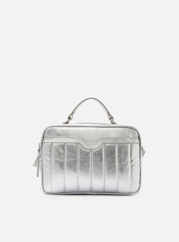 Bolsa Tiracolo Prateada Couro Francine Média