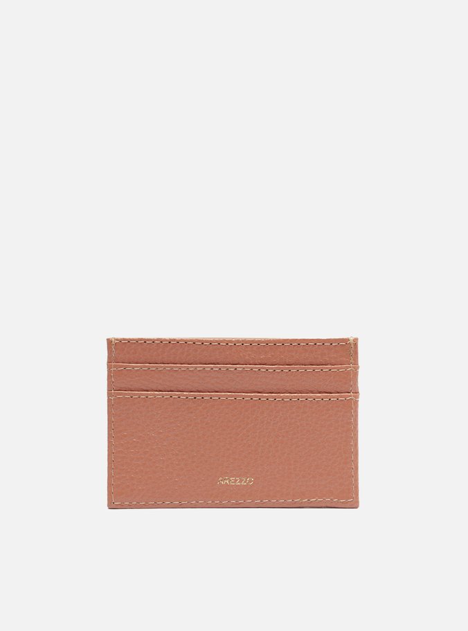 Porta-Cartão Rosa Couro Pesponto