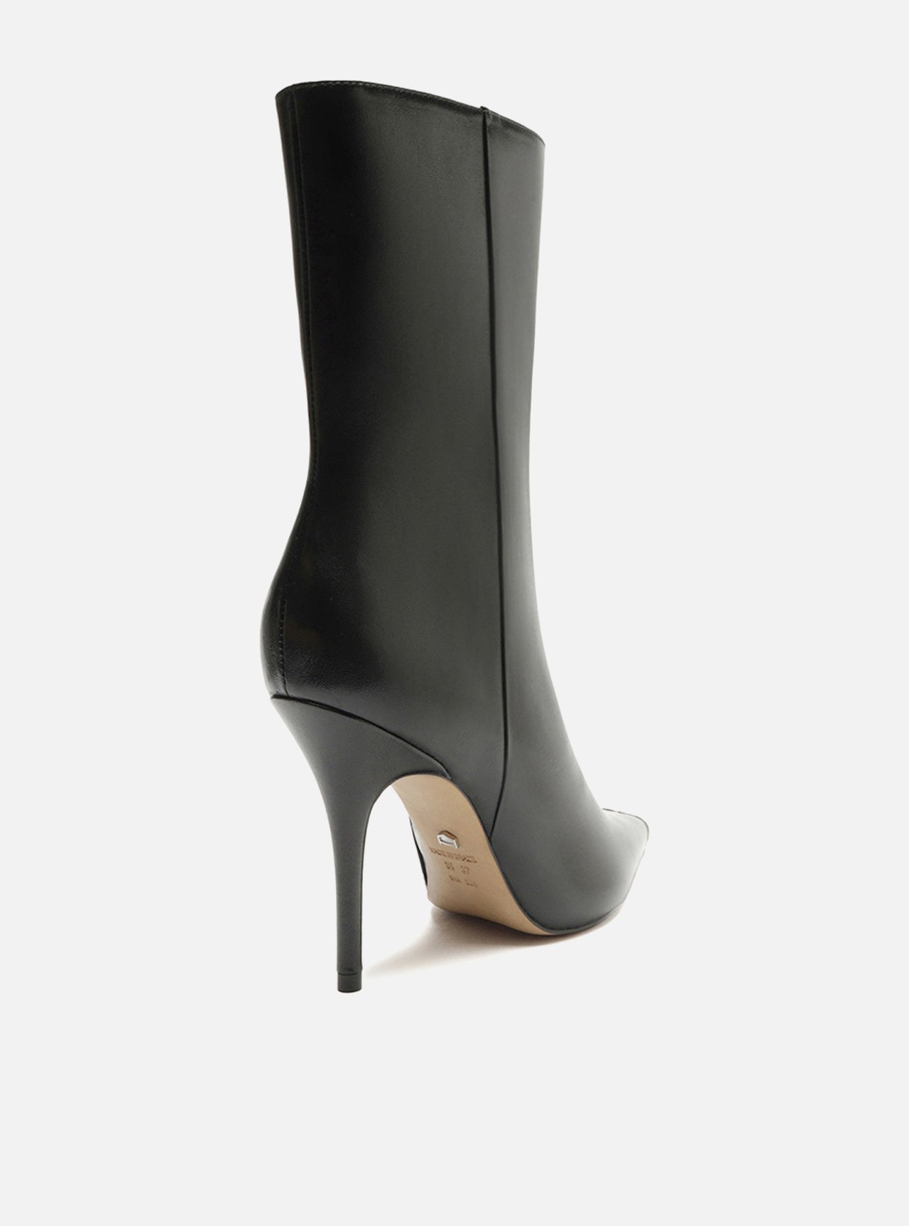 Bota Preta Couro Salto Fino Cap Toe Metal — foto 3