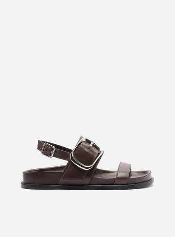 Papete Rasteira Marrom Croco Bico Redondo