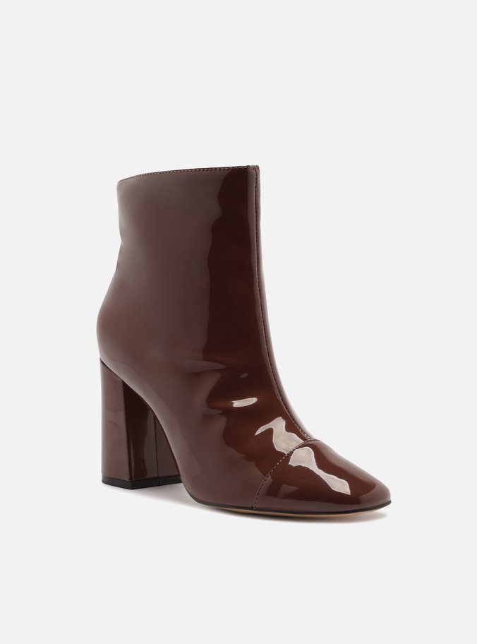 Bota Marrom Verniz Salto Alto