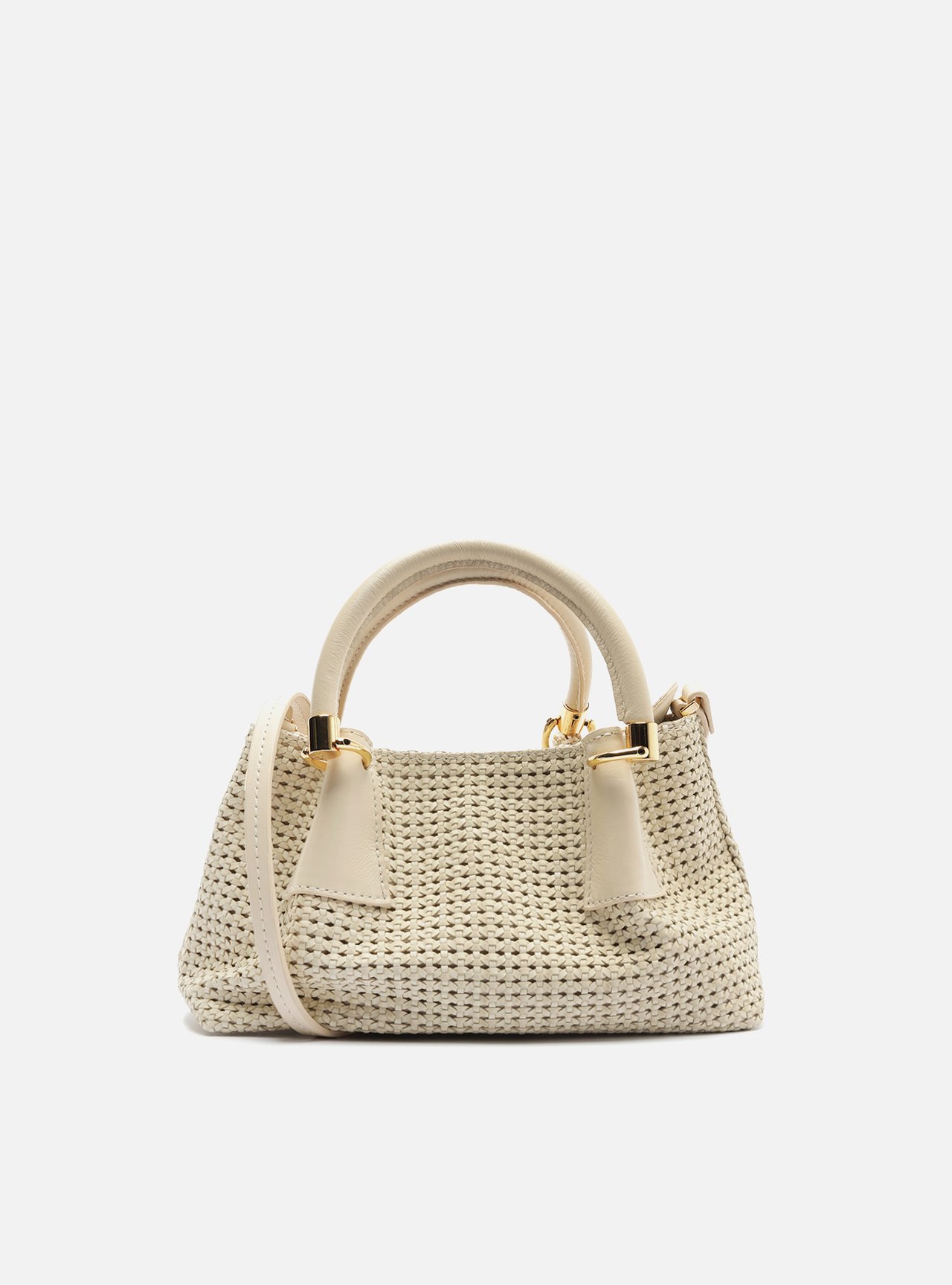 Bolsa Tote Off-White Couro Tramada Média — foto 3