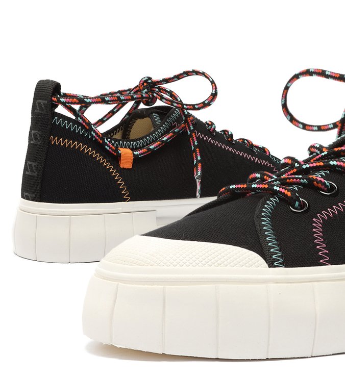 Tênis Preto Lona Flatform Colorido