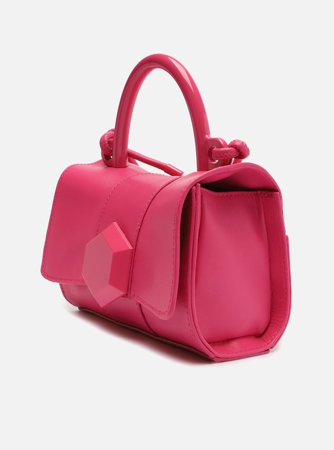 Bolsa Tiracolo Rosa Couro  Pequena Heart